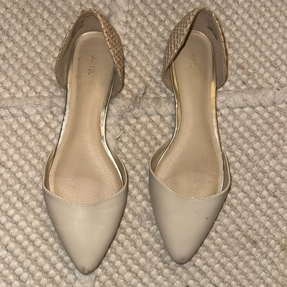 Cream white ballet flats sandals USED Bloggers Favorite